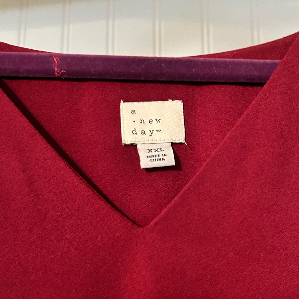 A New Day Burgundy V-Neck Dress - Picture 5 of 8